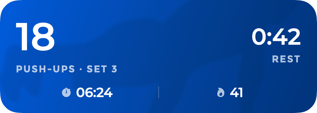 The Live Activity during a rest, the goal ring replaced by a countdown reading 42 seconds and captioned REST
