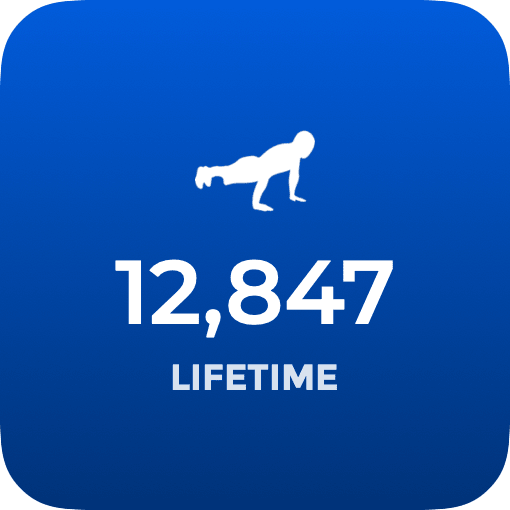 The Lifetime widget: the push-up figure above a total of 12,847