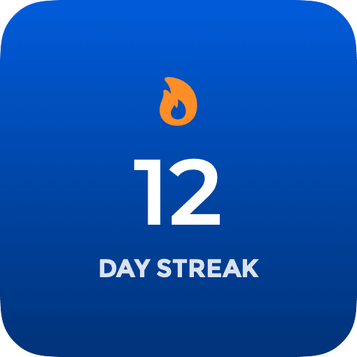 The Streak widget: a flame above a large number and the words day streak