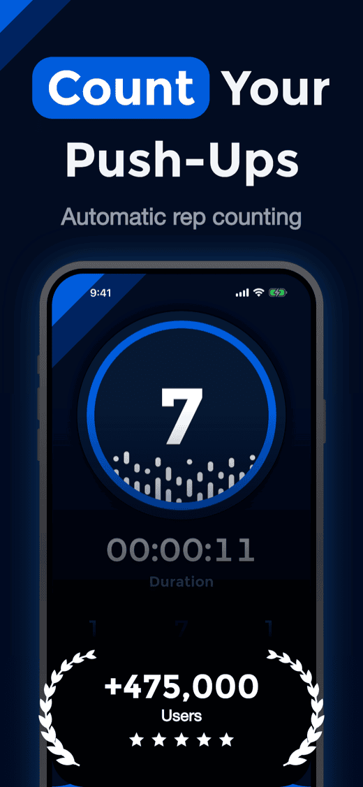 Count your push-ups: automatic rep counting, with the workout counter on screen