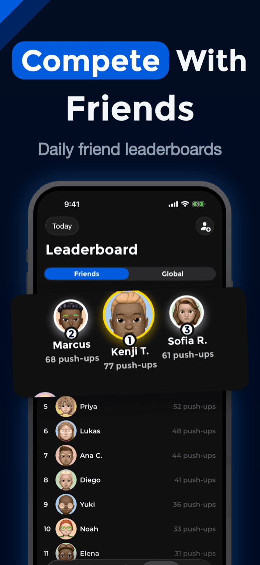 Compete with friends: the daily friends leaderboard